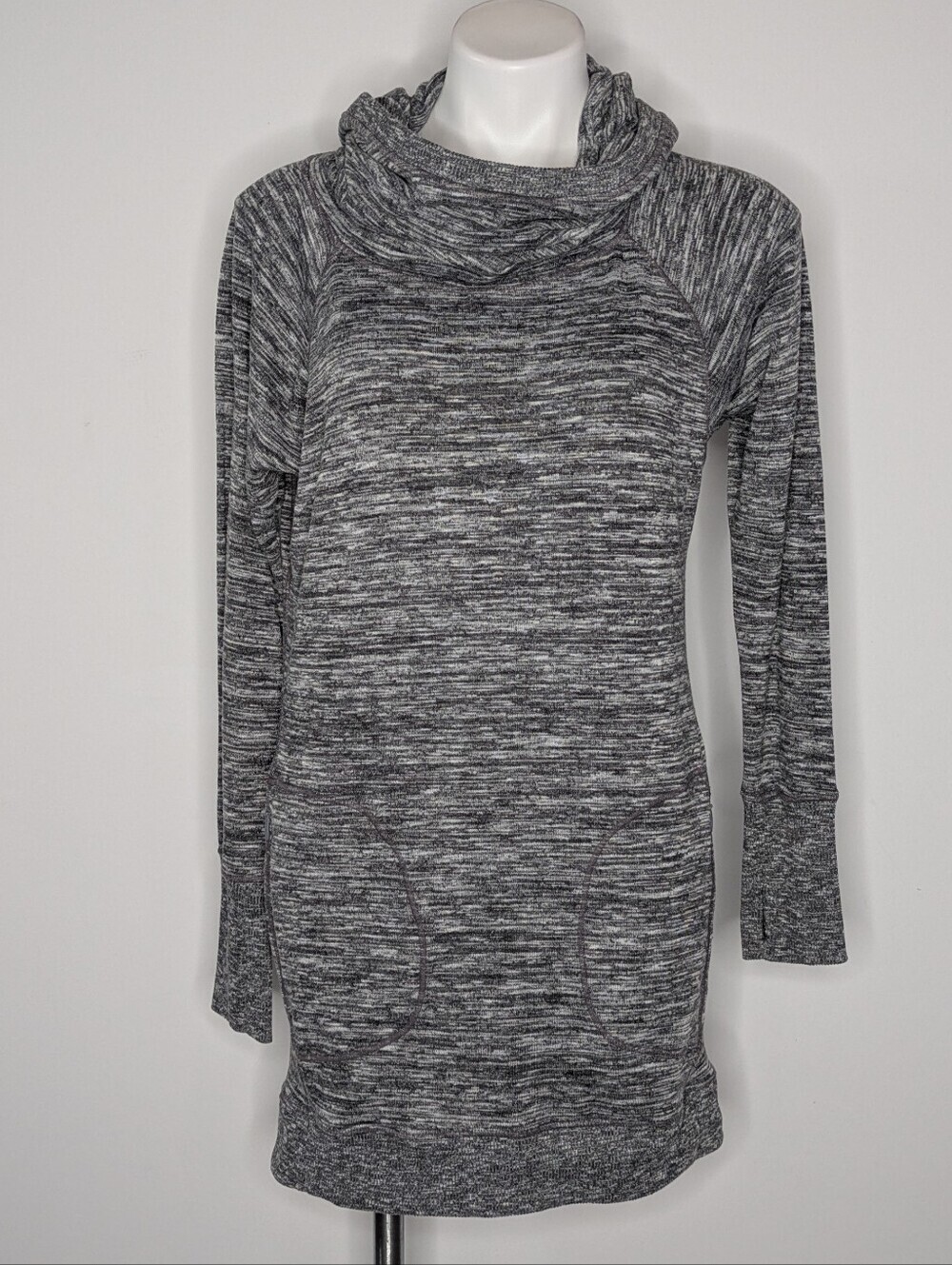 Athleta Gray Marled Cowl Neck Long Sleeve Tunic Dress S